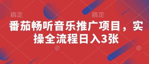 番茄畅听音乐推广项目，实操全流程日入3张凯哥轻创网-网创项目资源站-副业项目-创业项目-搞钱项目凯哥轻创网