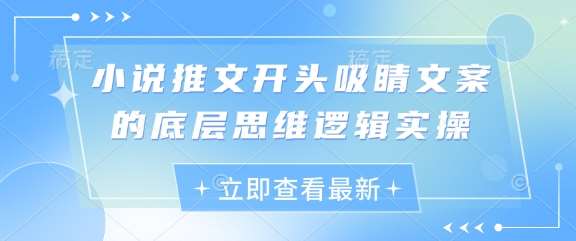 小说推文开头吸睛文案的底层思维逻辑实操凯哥轻创网-网创项目资源站-副业项目-创业项目-搞钱项目凯哥轻创网