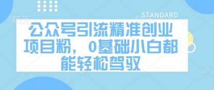 公众号引流精准创业项目粉，0基础小白都能轻松驾驭凯哥轻创网-网创项目资源站-副业项目-创业项目-搞钱项目凯哥轻创网