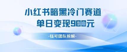 小红书冷门”暗黑”赛道，单日收益多张凯哥轻创网-网创项目资源站-副业项目-创业项目-搞钱项目凯哥轻创网