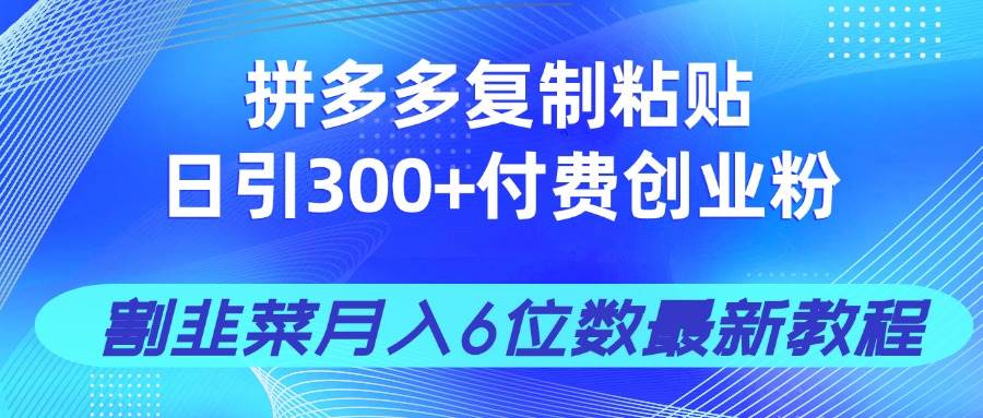 （14232期）拼多多复制粘贴日引300+付费创业粉，割韭菜月入6位数最新教程！凯哥轻创网-网创项目资源站-副业项目-创业项目-搞钱项目凯哥轻创网