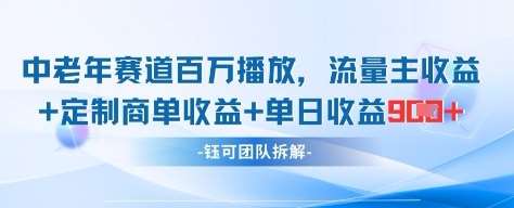 中老年赛道百万播放+流量主收益+定制收益，单日收益9张凯哥轻创网-网创项目资源站-副业项目-创业项目-搞钱项目凯哥轻创网