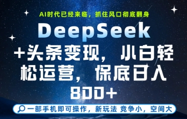 DeepSeek+头条变现，保姆级教学，小白轻松上手，日入8张+【揭秘】凯哥轻创网-网创项目资源站-副业项目-创业项目-搞钱项目凯哥轻创网