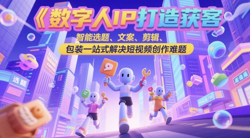 数字人IP打造获客变现实操课，智能选题、文案、剪辑、包装一站式解决短视频创作难题凯哥轻创网-网创项目资源站-副业项目-创业项目-搞钱项目凯哥轻创网