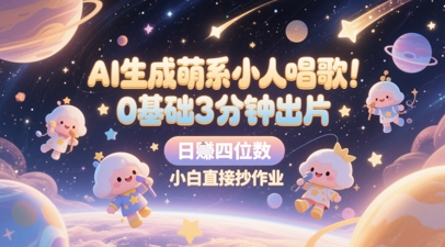 AI生成萌系小人唱歌，0基础3分钟出片，28个作品涨粉8.9W，单条最高19W赞，日入四位数，小白直接抄作业凯哥轻创网-网创项目资源站-副业项目-创业项目-搞钱项目凯哥轻创网