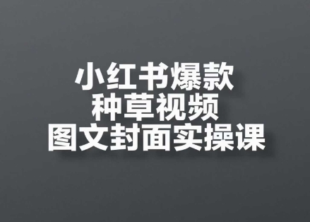 小红书爆款种草视频图文封面实操课，​开店、选品、引流、变现全流程凯哥轻创网-网创项目资源站-副业项目-创业项目-搞钱项目凯哥轻创网