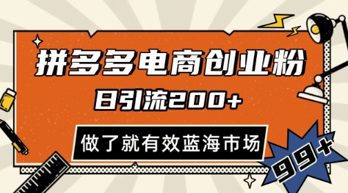 拼多多引流电商创业粉，日引200+，可矩阵放大，做了就有效【揭秘】凯哥轻创网-网创项目资源站-副业项目-创业项目-搞钱项目凯哥轻创网