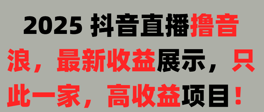 2025 抖音直播撸音浪，最新收益展示，只此一家，高收益项目！凯哥轻创网-网创项目资源站-副业项目-创业项目-搞钱项目凯哥轻创网