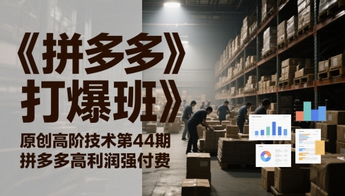 《拼多多打爆班》原创高阶技术第44期，拼多多高利润强付费凯哥轻创网-网创项目资源站-副业项目-创业项目-搞钱项目凯哥轻创网
