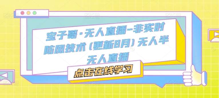 宝子哥·无人直播-非实时防风技术(更新25年5月)无人半无人直播凯哥轻创网-网创项目资源站-副业项目-创业项目-搞钱项目凯哥轻创网