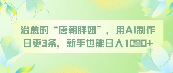 治愈的“唐朝胖妞”，用AI制作日更3条，新手也能日入多张凯哥轻创网-网创项目资源站-副业项目-创业项目-搞钱项目凯哥轻创网