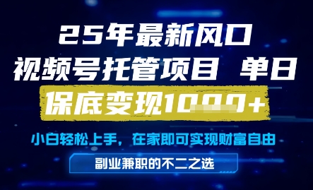 25年最新风口，视频号托管项目，单日保底变现1k+，手把手教学【揭秘】凯哥轻创网-网创项目资源站-副业项目-创业项目-搞钱项目凯哥轻创网