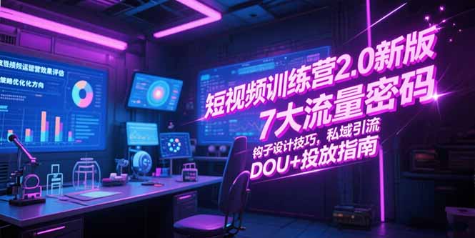 （15255期）短视频训练营2.0新版，7大流量密码/钩子设计技巧/私域引流/DOU+投放指南凯哥轻创网-网创项目资源站-副业项目-创业项目-搞钱项目凯哥轻创网