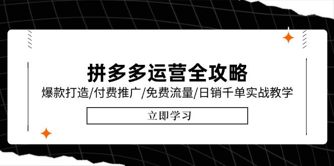 （15085期）拼多多运营全攻略，爆款打造/付费推广/免费流量/日销千单实战教学/6月更新凯哥轻创网-网创项目资源站-副业项目-创业项目-搞钱项目凯哥轻创网