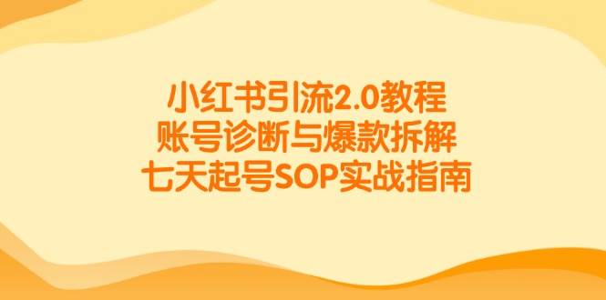 小红书引流2.0教程，账号诊断与爆款拆解，七天起号SOP实战指南凯哥轻创网-网创项目资源站-副业项目-创业项目-搞钱项目凯哥轻创网