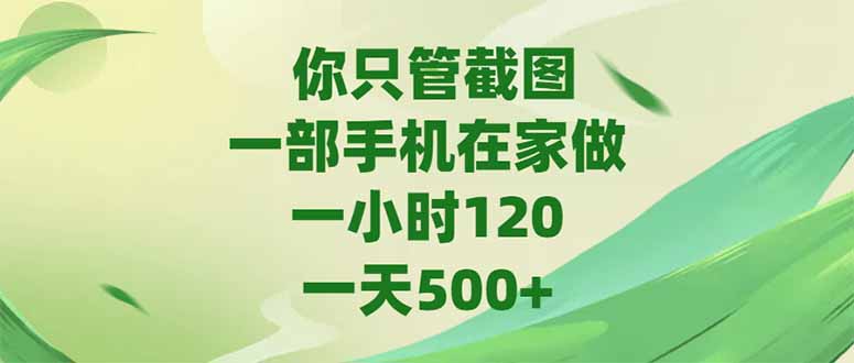 （15039期）你只管截图，一部手机在家做，一小时120，-天500+凯哥轻创网-网创项目资源站-副业项目-创业项目-搞钱项目凯哥轻创网