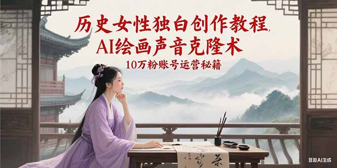 （15186期）历史女性独白创作教程，AI绘画声音克隆术，10万粉账号运营秘籍凯哥轻创网-网创项目资源站-副业项目-创业项目-搞钱项目凯哥轻创网