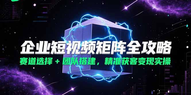 （15242期）企业短视频矩阵全攻略，赛道选择+团队搭建，精准获客变现实操凯哥轻创网-网创项目资源站-副业项目-创业项目-搞钱项目凯哥轻创网