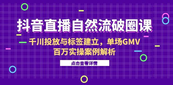 （15136期）抖音直播自然流破圈课-6月，千川投放与标签建立，单场GMV百万实操案例解析凯哥轻创网-网创项目资源站-副业项目-创业项目-搞钱项目凯哥轻创网