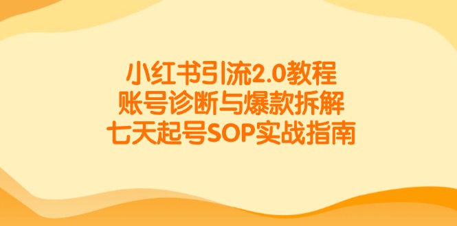 （14981期）小红书引流2.0教程，账号诊断与爆款拆解，七天起号SOP实战指南凯哥轻创网-网创项目资源站-副业项目-创业项目-搞钱项目凯哥轻创网