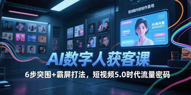 （15247期）AI数字人获客课，6步突围+霸屏打法，短视频5.0时代流量密码凯哥轻创网-网创项目资源站-副业项目-创业项目-搞钱项目凯哥轻创网