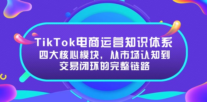 （15065期）TikTok电商运营知识体系：四大核心模块，从市场认知到交易闭环的完整链路凯哥轻创网-网创项目资源站-副业项目-创业项目-搞钱项目凯哥轻创网