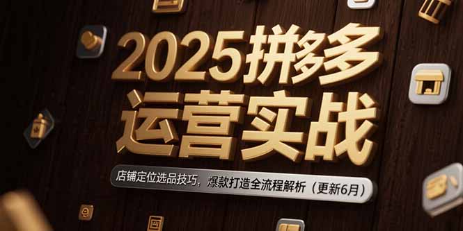 （15235期）2025拼多多运营实战：店铺定位选品技巧，爆款打造全流程解析（更新6月）凯哥轻创网-网创项目资源站-副业项目-创业项目-搞钱项目凯哥轻创网