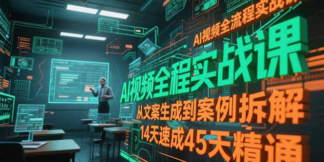 （15172期）AI视频全流程实战课，从文案生成到案例拆解，14天速成45天精通凯哥轻创网-网创项目资源站-副业项目-创业项目-搞钱项目凯哥轻创网