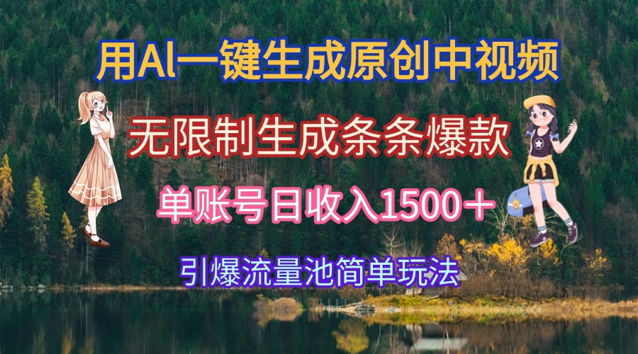 （15210期）用Al一键生成原创中视频，无限制生成条条爆款，单账号日收入1500＋引爆…凯哥轻创网-网创项目资源站-副业项目-创业项目-搞钱项目凯哥轻创网