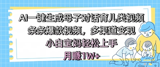 AI一键生成母子对话育儿类视频，条条爆款视频，多渠道变现，小白宝妈轻松上手，月入1W+凯哥轻创网-网创项目资源站-副业项目-创业项目-搞钱项目凯哥轻创网