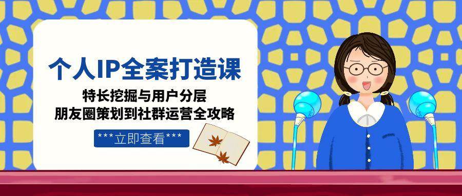 个人IP全案打造课，特长挖掘与用户分层，朋友圈策划到社群运营全攻略凯哥轻创网-网创项目资源站-副业项目-创业项目-搞钱项目凯哥轻创网