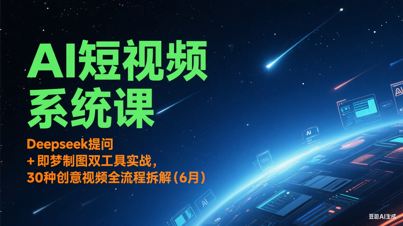 AI短视频系统课：Deepseek提问 + 即梦制图双工具实战，30种创意视频全流程拆解(6月)凯哥轻创网-网创项目资源站-副业项目-创业项目-搞钱项目凯哥轻创网