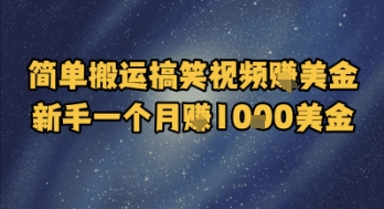 简单搬运搞笑视频挣美金，新手一个月入1k美金凯哥轻创网-网创项目资源站-副业项目-创业项目-搞钱项目凯哥轻创网