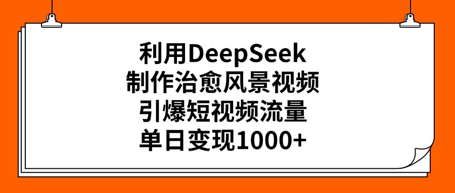 利用DeepSeek，制作治愈风景视频，引爆短视频流量，单日变现1000+凯哥轻创网-网创项目资源站-副业项目-创业项目-搞钱项目凯哥轻创网