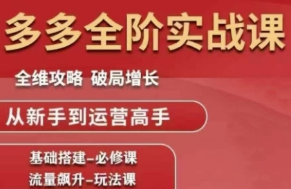 拼多多全阶实战课程，全维攻略，破局增长，从新手到运营高手凯哥轻创网-网创项目资源站-副业项目-创业项目-搞钱项目凯哥轻创网