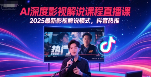 AI深度影视解说课程直播课，2025最新影视解说模式，抖音热推凯哥轻创网-网创项目资源站-副业项目-创业项目-搞钱项目凯哥轻创网