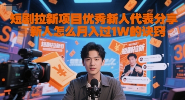 短剧拉新项目优秀新人代表分享新人怎么月入过1W的诀窍凯哥轻创网-网创项目资源站-副业项目-创业项目-搞钱项目凯哥轻创网
