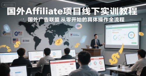 国外Affiliate项目线下实训教程，国外广告联盟从零开始的具体操作全流程凯哥轻创网-网创项目资源站-副业项目-创业项目-搞钱项目凯哥轻创网