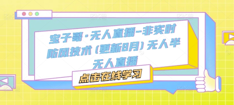 宝子哥·无人直播-非实时防风技术(更新25年6月)无人半无人直播凯哥轻创网-网创项目资源站-副业项目-创业项目-搞钱项目凯哥轻创网