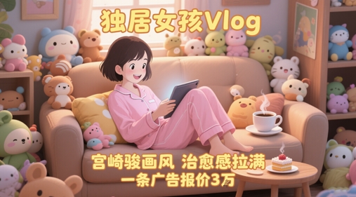 单个账号涨粉71W！用AI制作独居女孩Vlog，宫崎骏画风，治愈感拉满，一条广告报价3W凯哥轻创网-网创项目资源站-副业项目-创业项目-搞钱项目凯哥轻创网