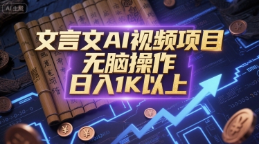 文言文AI视频项目，无脑操作，日入1K以上凯哥轻创网-网创项目资源站-副业项目-创业项目-搞钱项目凯哥轻创网