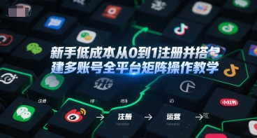 新手低成本从0到1注册并搭建多账号全平台矩阵操作教学，手机号-邮箱-IP-工具凯哥轻创网-网创项目资源站-副业项目-创业项目-搞钱项目凯哥轻创网