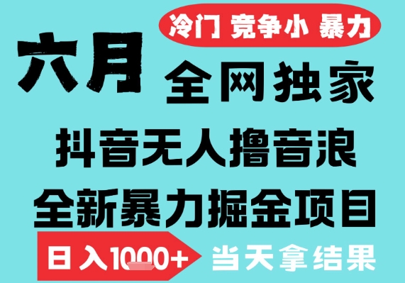 2025年6月高爆抖音无人直播最新撸音浪掘金项目，无脑日入1k+，低门槛小白可做，可矩阵放大【揭秘】凯哥轻创网-网创项目资源站-副业项目-创业项目-搞钱项目凯哥轻创网