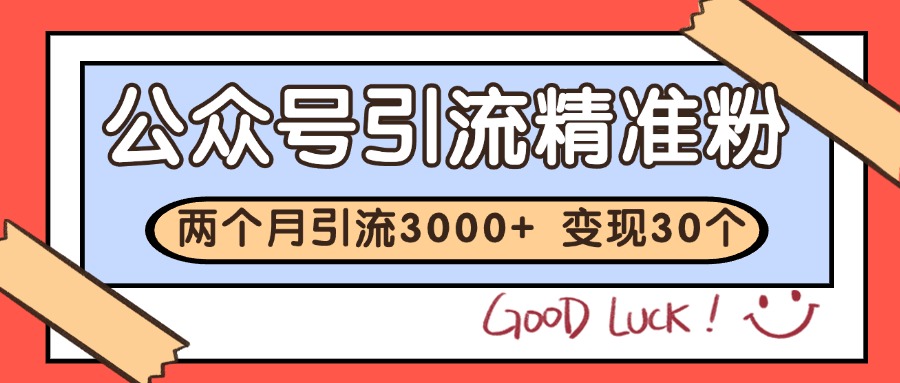 公众号精准粉引流玩法 2个月3000+精准粉 变现30万+凯哥轻创网-网创项目资源站-副业项目-创业项目-搞钱项目凯哥轻创网