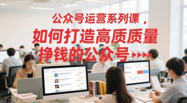 公众号运营系列课，如何打造高质量挣钱的公众号凯哥轻创网-网创项目资源站-副业项目-创业项目-搞钱项目凯哥轻创网