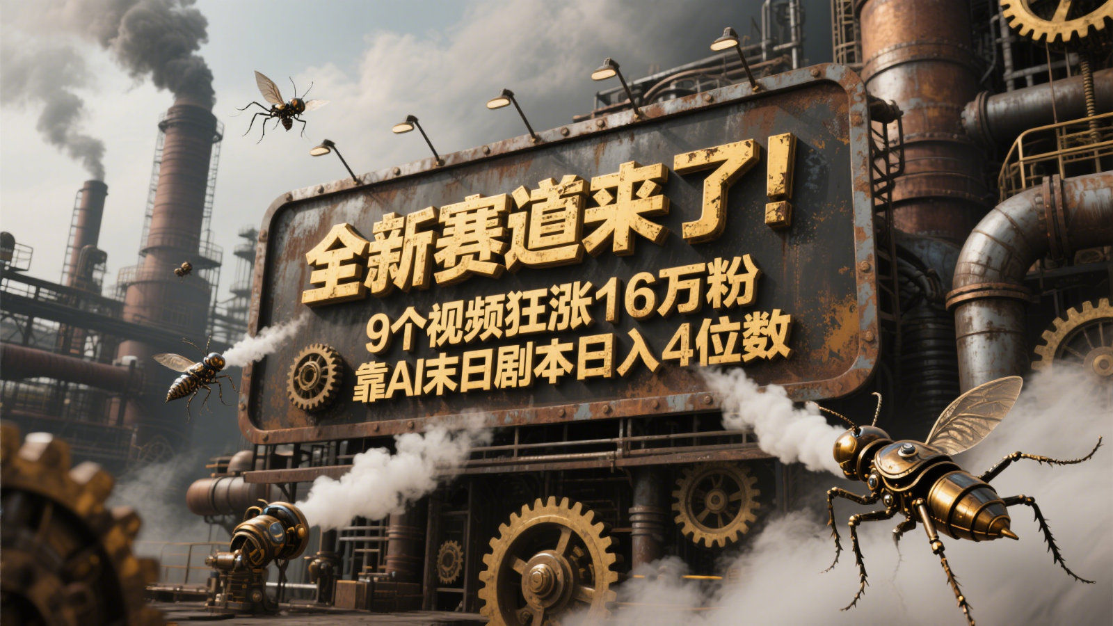 全新赛道来了！9个视频狂涨16万粉，靠AI末日剧本日入4位数，评论区爆肝追更！凯哥轻创网-网创项目资源站-副业项目-创业项目-搞钱项目凯哥轻创网