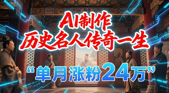 暴力起号！用AI制作历史名人传奇一生，单月涨粉24W，涨粉+变现赛道黑马来了凯哥轻创网-网创项目资源站-副业项目-创业项目-搞钱项目凯哥轻创网