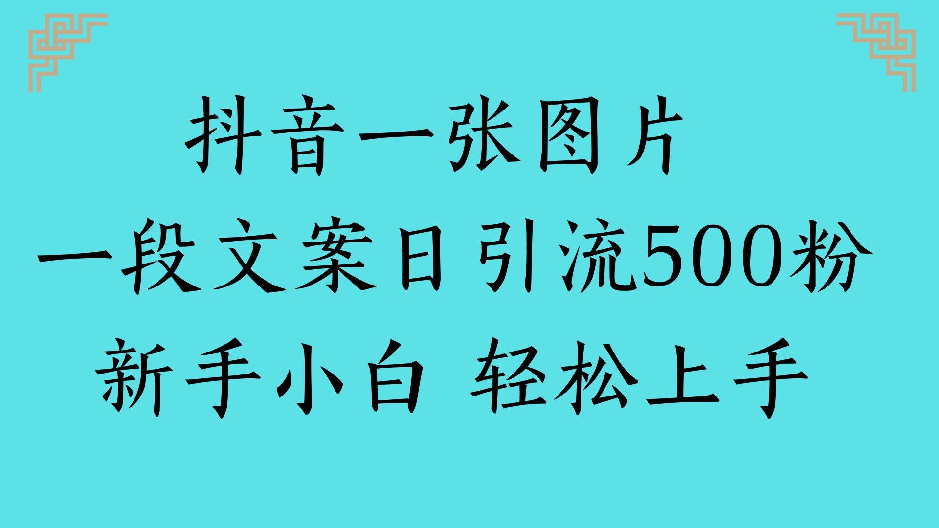 抖音一张图片 一段文案日引流500粉新手小白 轻松上手凯哥轻创网-网创项目资源站-副业项目-创业项目-搞钱项目凯哥轻创网