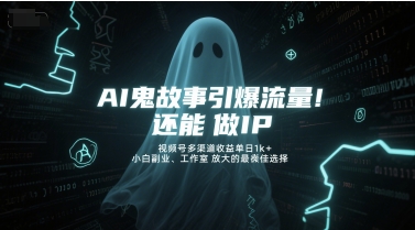 AI鬼故事引爆流量，还能做IP，视频号多渠道收益单日1k+，小白副业、工作室放大的最佳选择凯哥轻创网-网创项目资源站-副业项目-创业项目-搞钱项目凯哥轻创网