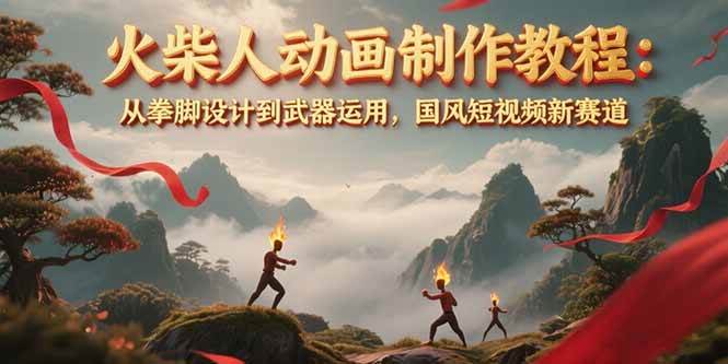 火柴人动画制作教程：从拳脚设计到武器运用，国风短视频新赛道凯哥轻创网-网创项目资源站-副业项目-创业项目-搞钱项目凯哥轻创网